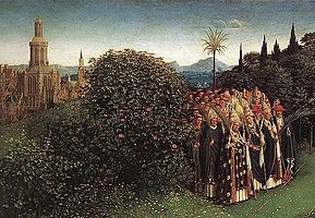 Jan van Eyck - The Ghent Altarpiece - Adoration of the Lamb (detail), 1432