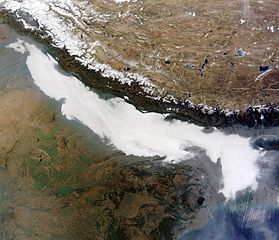 Satellite picture of fog in India