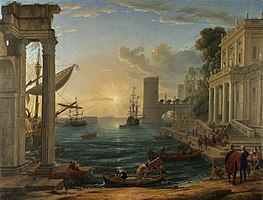 Claude Lorrain. Seaport with the Embarkation of the Queen of Sheba (1648, National Gallery, London)