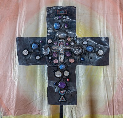 An enamel cross by Hermann Jünger