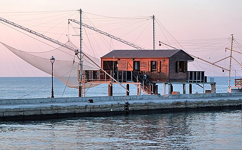Fishing house, canal port of Cesenatico, Italy.