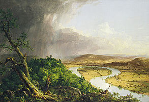 Thomas Cole. View from Mount Holyoke, Northampton, Massachusetts, after a Thunderstorm — The Oxbow (1836, Metropolitan Museum of Art)