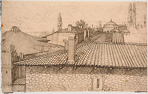 Melchior Lorck. View over the rooftops of Constantinople, 1555-1559, pen and ink (Statens Museum for Kunst, Copenhagen)
